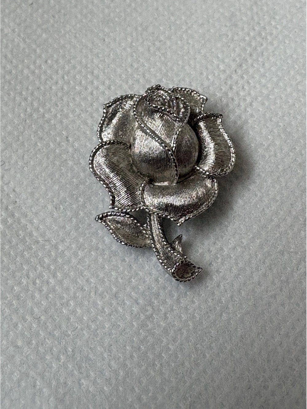 Vintage Silver Tone Rose Brooch Pin by Trifari, Approximately 1.5 Inches